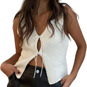 Elegant White Tie-Front Tank Top